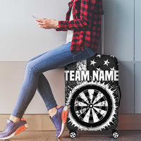 Grunge American Flag Darts Luggage Cover with Dartboard Target and Black White Stars - Wonder Print Shop