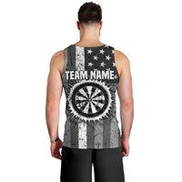 Grunge American Flag Darts Men Tank Top with Dartboard Target and Black White Stars - Wonder Print Shop