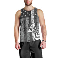 Grunge American Flag Darts Men Tank Top with Dartboard Target and Black White Stars - Wonder Print Shop
