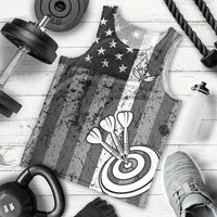Grunge American Flag Darts Men Tank Top with Dartboard Target and Black White Stars - Wonder Print Shop