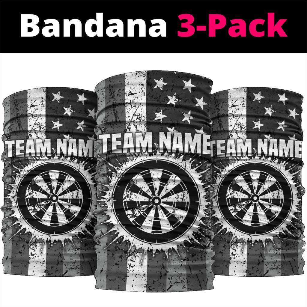 Grunge American Flag Darts Neck Gaiter with Dartboard Target and Black White Stars TS04