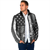 Grunge American Flag Darts Padded Jacket with Dartboard Target and Black White Stars - Wonder Print Shop