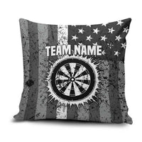 Grunge American Flag Darts Pillow Cover with Dartboard Target and Black White Stars - Wonder Print Shop