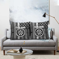 Grunge American Flag Darts Pillow Cover with Dartboard Target and Black White Stars - Wonder Print Shop