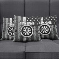 Grunge American Flag Darts Pillow Cover with Dartboard Target and Black White Stars - Wonder Print Shop