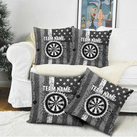 Grunge American Flag Darts Pillow Cover with Dartboard Target and Black White Stars - Wonder Print Shop