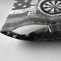 Grunge American Flag Darts Pillow Cover with Dartboard Target and Black White Stars - Wonder Print Shop