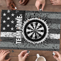Grunge American Flag Darts Puzzle with Dartboard Target and Black White Stars - Wonder Print Shop