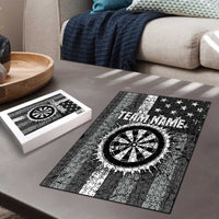 Grunge American Flag Darts Puzzle with Dartboard Target and Black White Stars - Wonder Print Shop