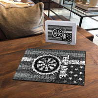 Grunge American Flag Darts Puzzle with Dartboard Target and Black White Stars - Wonder Print Shop
