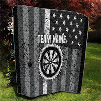 Grunge American Flag Darts Quilt with Dartboard Target and Black White Stars - Wonder Print Shop