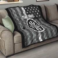 Grunge American Flag Darts Quilt with Dartboard Target and Black White Stars - Wonder Print Shop