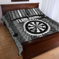 Grunge American Flag Darts Quilt Bed Set with Dartboard Target and Black White Stars - Wonder Print Shop