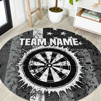 Grunge American Flag Darts Round Carpet with Dartboard Target and Black White Stars - Wonder Print Shop