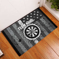 Grunge American Flag Darts Rubber Doormat with Dartboard Target and Black White Stars - Wonder Print Shop