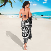 Grunge American Flag Darts Sarong with Dartboard Target and Black White Stars - Wonder Print Shop