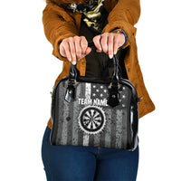 Grunge American Flag Darts Shoulder Handbag with Dartboard Target and Black White Stars - Wonder Print Shop