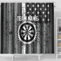 Grunge American Flag Darts Shower Curtain with Dartboard Target and Black White Stars - Wonder Print Shop