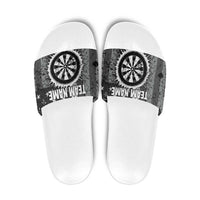Grunge American Flag Darts Slide Sandals with Dartboard Target and Black White Stars - Wonder Print Shop