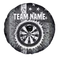 Grunge American Flag Darts Spare Tire Cover with Dartboard Target and Black White Stars - Wonder Print Shop