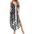 Grunge American Flag Darts Summer Maxi Dress with Dartboard Target and Black White Stars - Wonder Print Shop