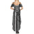Grunge American Flag Darts Summer Maxi Dress with Dartboard Target and Black White Stars - Wonder Print Shop