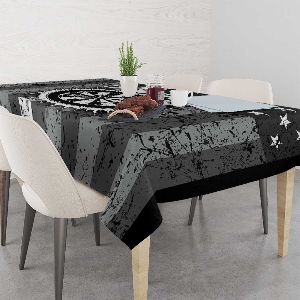 Grunge American Flag Darts Tablecloth with Dartboard Target and Black White Stars - Wonder Print Shop