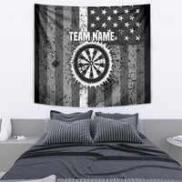 Grunge American Flag Darts Tapestry with Dartboard Target and Black White Stars - Wonder Print Shop