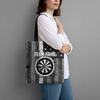 Grunge American Flag Darts Tote Bag with Dartboard Target and Black White Stars - Wonder Print Shop