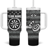 Grunge American Flag Darts Tumbler With Handle with Dartboard Target and Black White Stars - Wonder Print Shop
