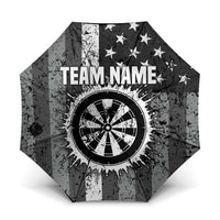 Grunge American Flag Darts Umbrella with Dartboard Target and Black White Stars - Wonder Print Shop