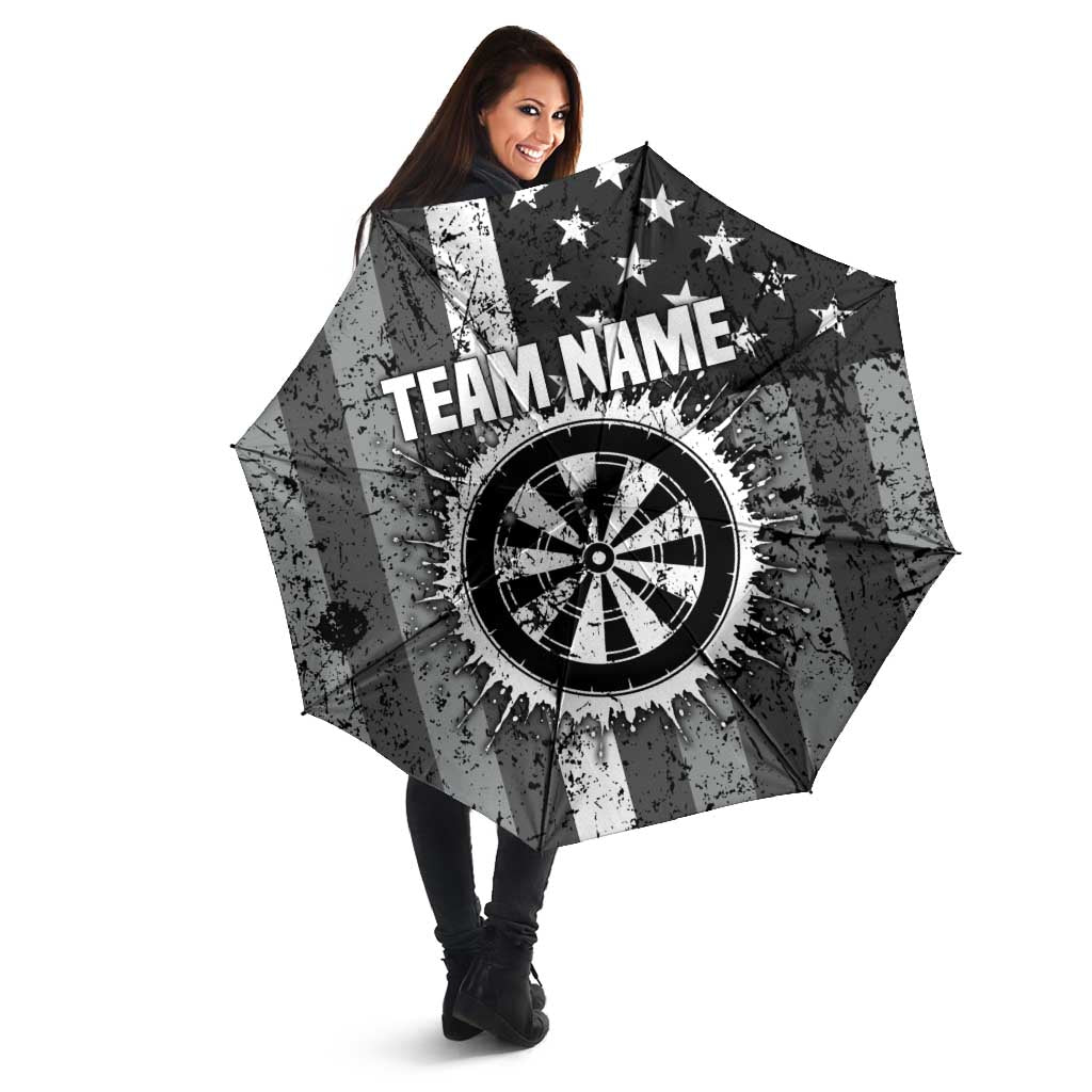 Grunge American Flag Darts Umbrella with Dartboard Target and Black White Stars - Wonder Print Shop