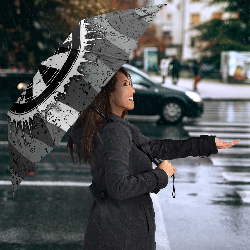 Grunge American Flag Darts Umbrella with Dartboard Target and Black White Stars - Wonder Print Shop