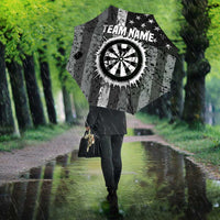 Grunge American Flag Darts Umbrella with Dartboard Target and Black White Stars - Wonder Print Shop