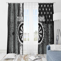 Grunge American Flag Darts Window Curtain with Dartboard Target and Black White Stars - Wonder Print Shop