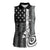 Grunge American Flag Darts Women Sleeveless Polo Shirt with Dartboard Target and Black White Stars - Wonder Print Shop