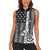 Grunge American Flag Darts Women Sleeveless Polo Shirt with Dartboard Target and Black White Stars - Wonder Print Shop