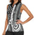Grunge American Flag Darts Women Sleeveless Polo Shirt with Dartboard Target and Black White Stars - Wonder Print Shop