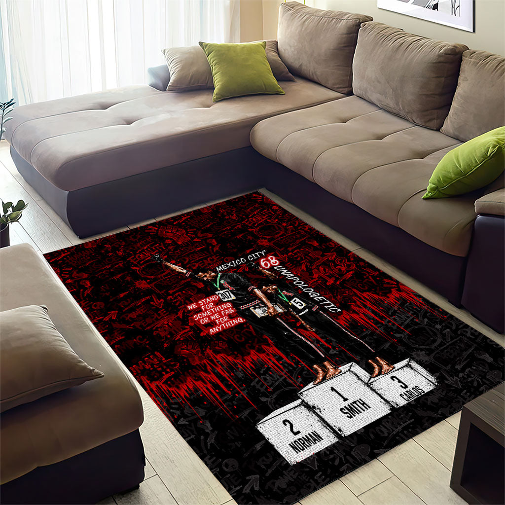 Mexico City 1968 Black Power Salute Area Rug Unapologetic Civil Rights History Urban Graffiti Art