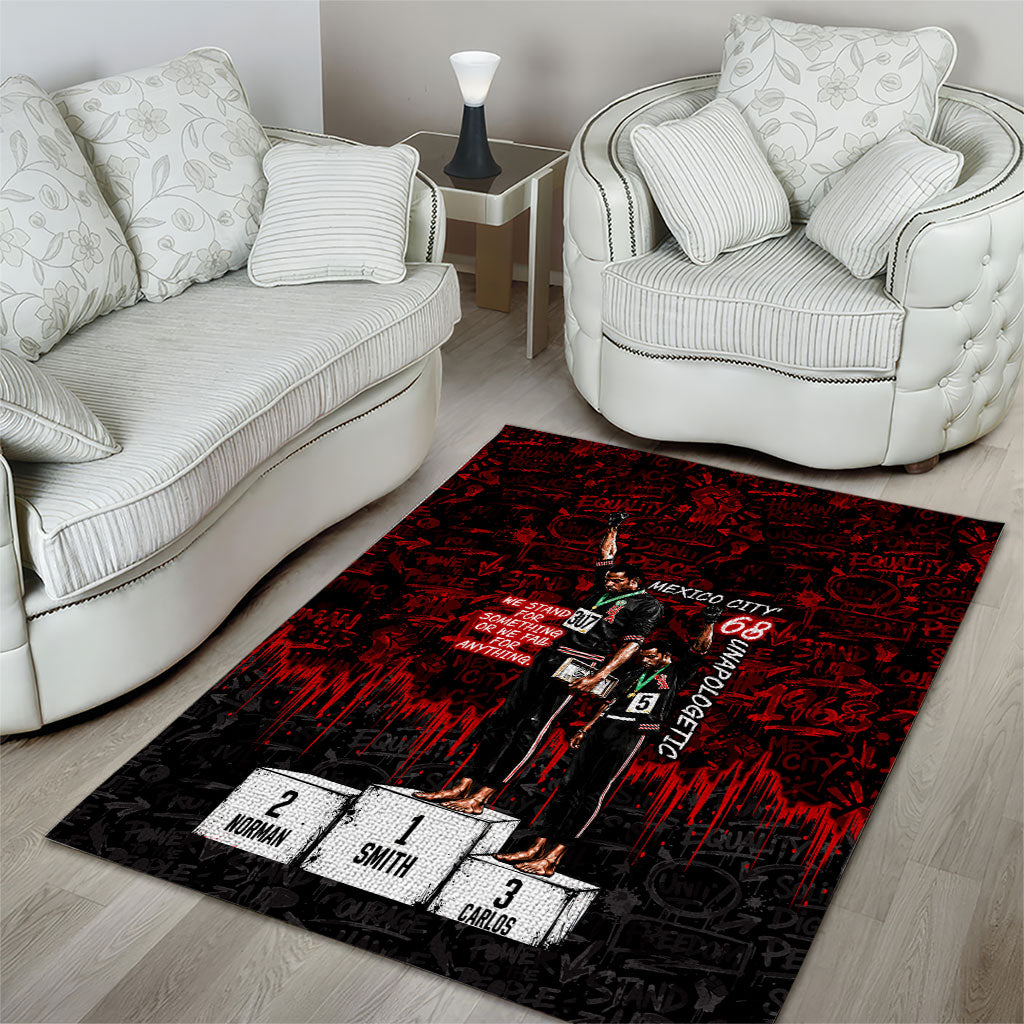 Mexico City 1968 Black Power Salute Area Rug Unapologetic Civil Rights History Urban Graffiti Art