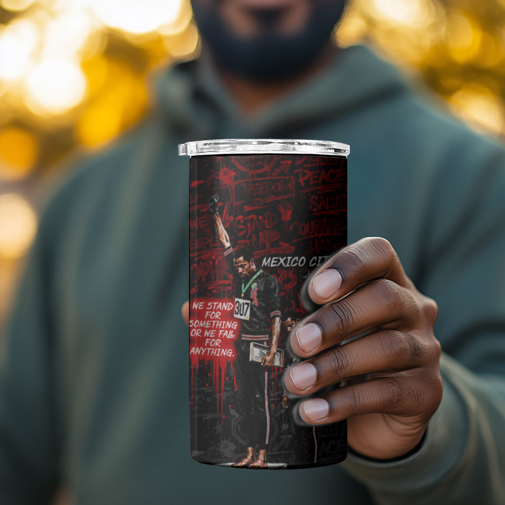 Mexico City 1968 Black Power Salute 4 in 1 Can Cooler Tumbler Unapologetic Civil Rights History Urban Graffiti Art