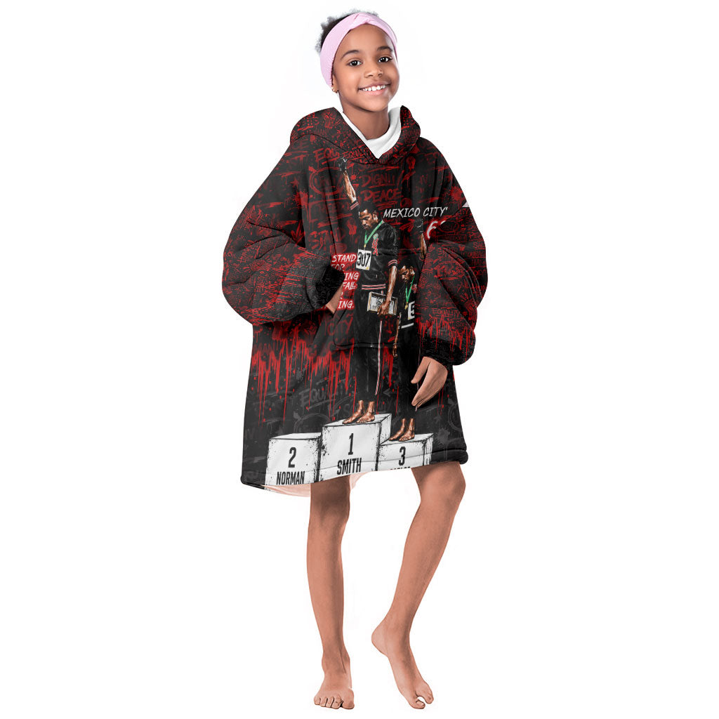 Mexico City 1968 Black Power Salute Kid Wearable Blanket Hoodie Unapologetic Civil Rights History Urban Graffiti Art