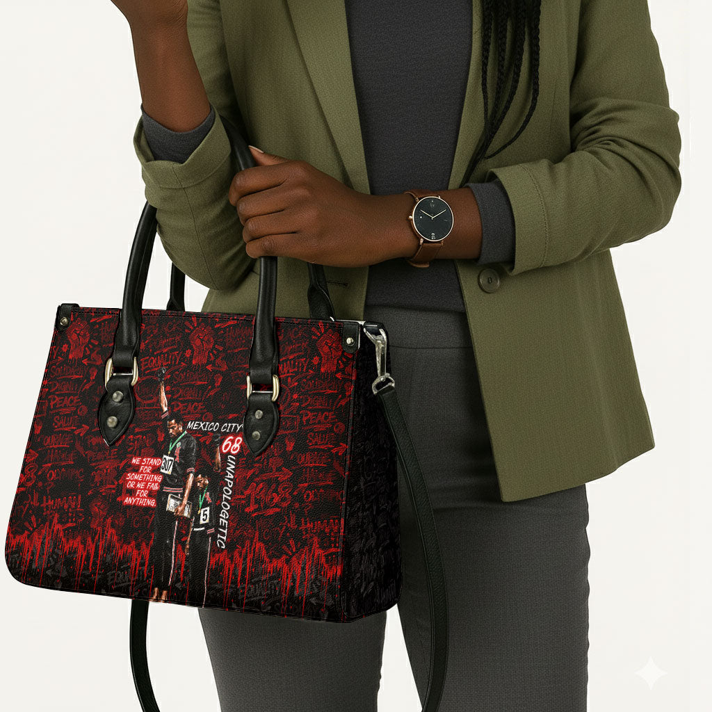 Mexico City 1968 Black Power Salute Leather Bag Unapologetic Civil Rights History Urban Graffiti Art