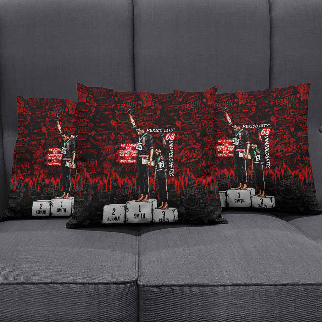 Mexico City 1968 Black Power Salute Pillow Cover Unapologetic Civil Rights History Urban Graffiti Art