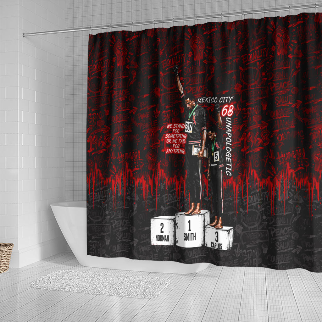 Mexico City 1968 Black Power Salute Shower Curtain Unapologetic Civil Rights History Urban Graffiti Art