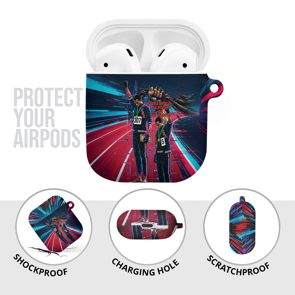African American 1968 Black Power Salute AirPods Case Retro Cyberpunk Sci-Fi Tech Civil Rights Art