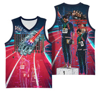 African American 1968 Black Power Salute Basketball Jersey Retro Cyberpunk Sci-Fi Tech Civil Rights Art