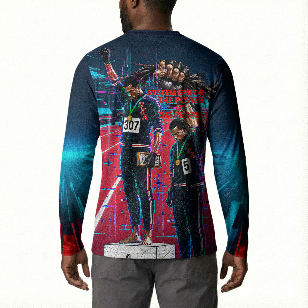 African American 1968 Black Power Salute Button Sweatshirt Retro Cyberpunk Sci-Fi Tech Civil Rights Art