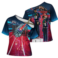 African American 1968 Black Power Salute Cross Shoulder Shirt Retro Cyberpunk Sci-Fi Tech Civil Rights Art