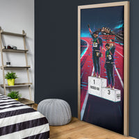 African American 1968 Black Power Salute Door Cover Retro Cyberpunk Sci-Fi Tech Civil Rights Art